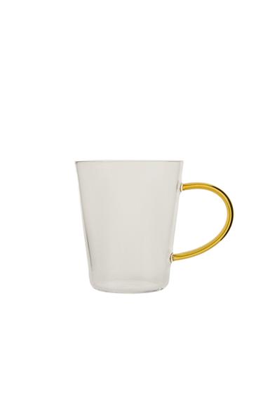 BOROSILICATE GLASS MUG WITH COLOURED HANDLE - Yellow by Zara