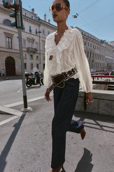 CHEMISE ROMANTIQUE EN PLUMETIS - Écru de Zara - Image 2