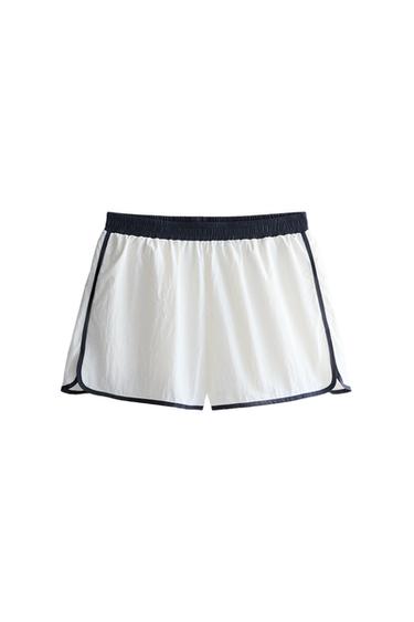 SHORT RIBETE EN CONTRASTE - Blanco de Zara