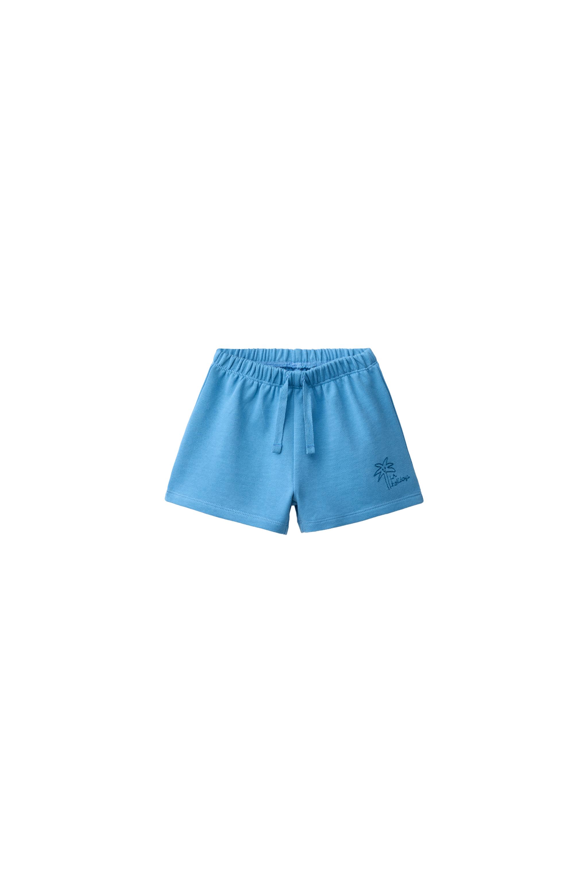EMBROIDERED PALM TREE SHORTS - Blue | ZARA United States