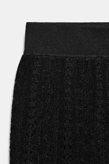 PANTALON BOUFFANT EN MAILLE POINTELLE - Noir de Zara - Image 8