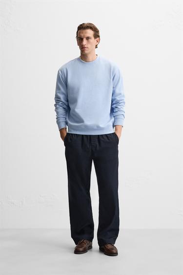 BASIC CREW NECK SWEATSHIRT - Sky blue by Zara - Image 0