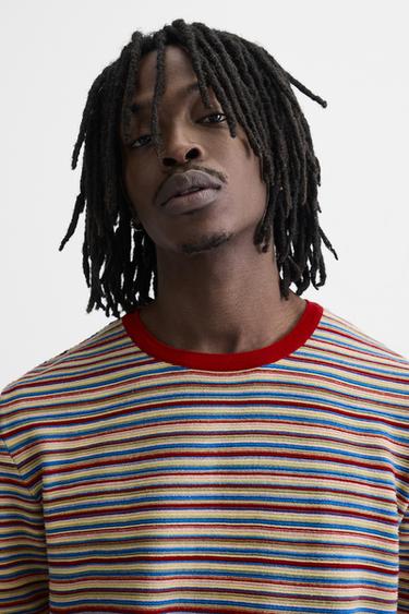T-SHIRT EN MAILLE À RAYURES - Multicolore de Zara - Image 5