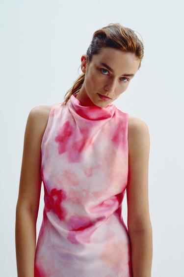 ROBE MIDI SATINÉE TIE & DYE - TYE FUCHSIA de Zara - Image 3