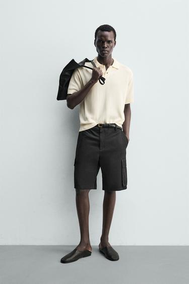 POLO STRUCTURÉ EN MAILLE RELAXED FIT - Écru de Zara - Image 0