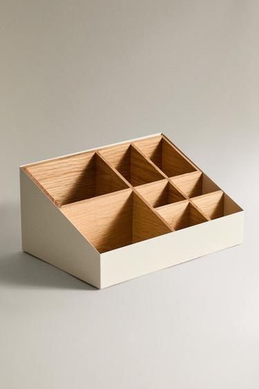 WOOD AND METAL ORGANISER BOX - White by Zara - Image 1
