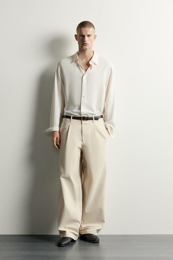 RELAXED FIT FLOWING SHIRT - Ecru by Zara - Image 0
