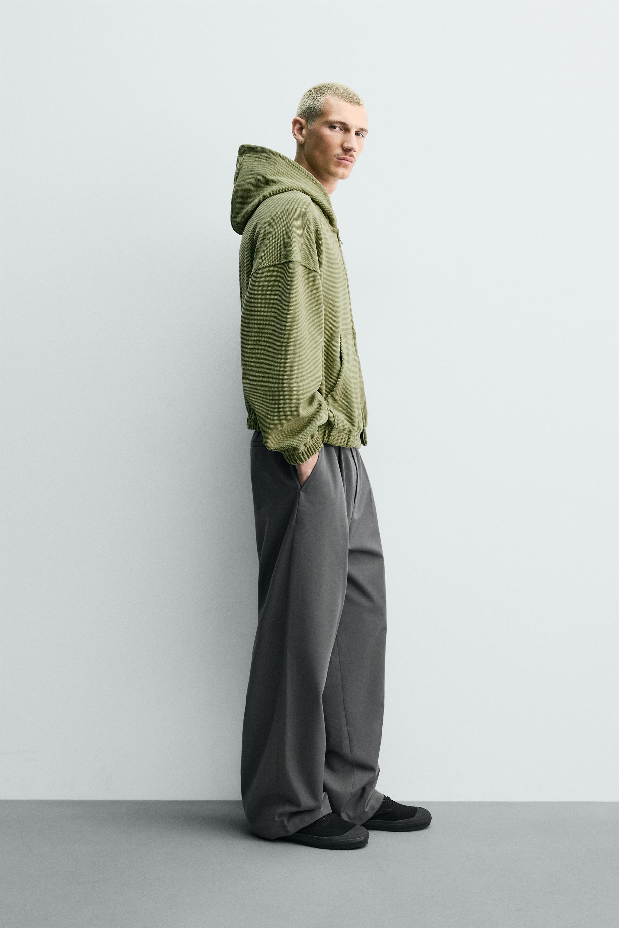 BLOUSON WAFFLE DÉLAVÉ À CAPUCHE