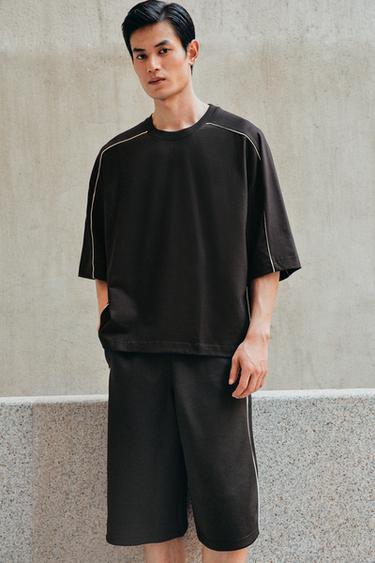 Zara 撞色滾邊運動衫 - 黑色