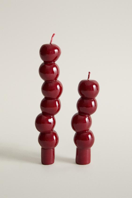 DECORATIVE CHRISTMAS SPHERE CANDLE (PACK OF 2) - Red by Zara - Image 0