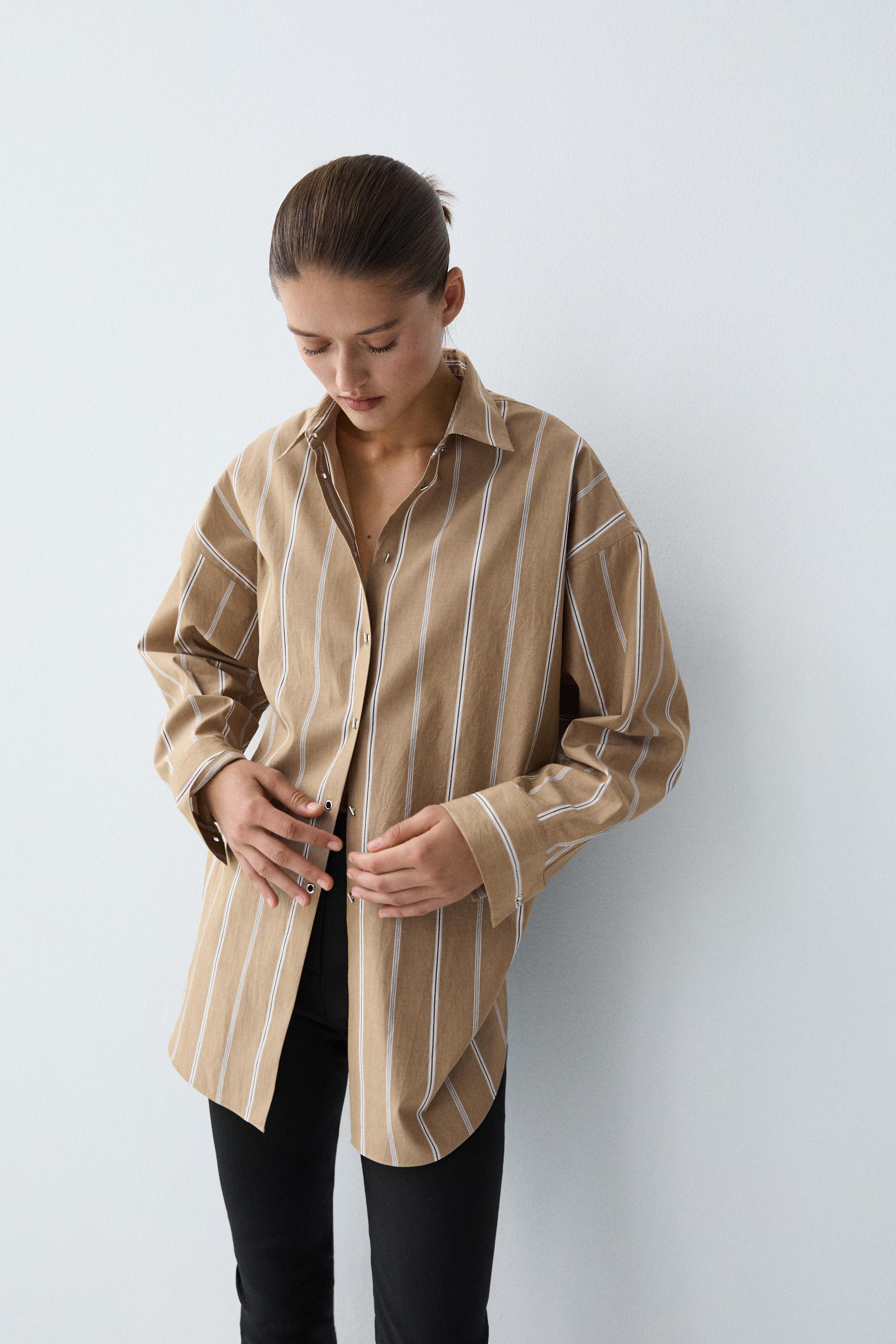 Chemise rayée à boutons bijoux
