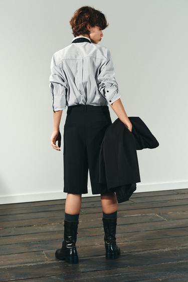 PLEATED LONG BERMUDA SHORTS - Black by Zara - Image 5