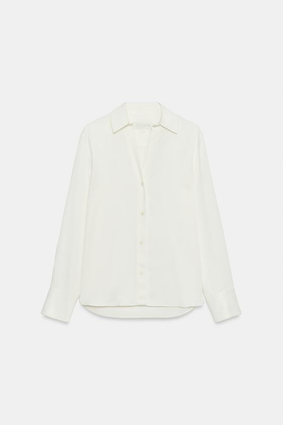 ZW COLLECTION SATIN SHIRT - Ecru by Zara - Image 0