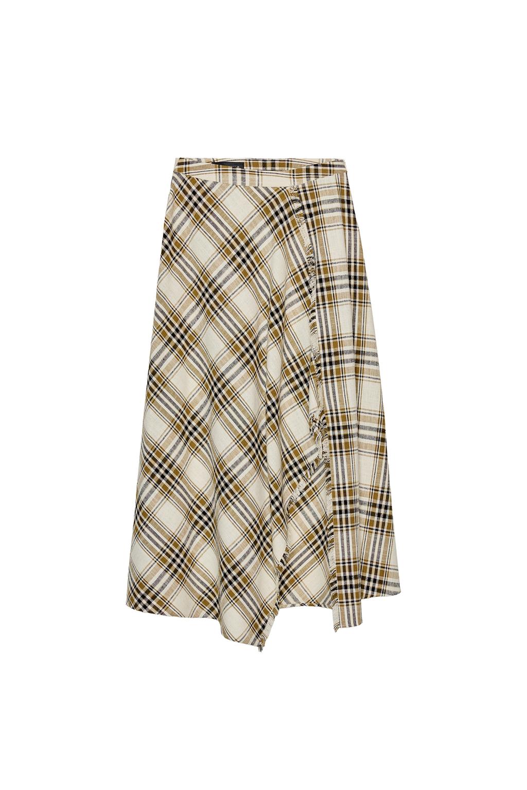 ASYMMETRIC PLAID MIDI SKIRT - image 3