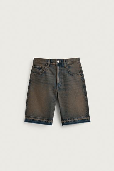 BERMUDA DENIM RELAXED FIT - Azul / Verde de Zara