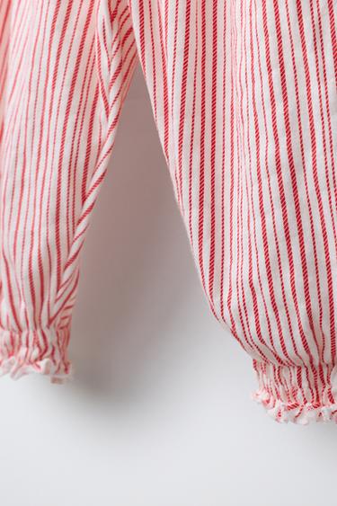 PANTALON DE JOGGING À RAYURES - Écru / Rouge de Zara - Image 3