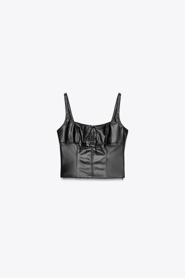 FAUX LEATHER TIE TOP - Black by Zara