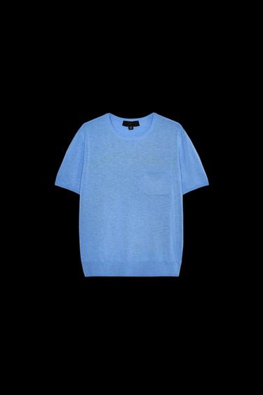 PLAIN KNIT TOP WITH SHORT SLEEVES - Blue by Zara - Image 0