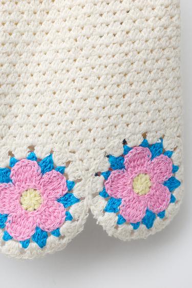 SHORT EN CROCHET À FLEURS - Écru de Zara - Image 3
