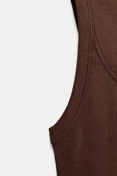 Zara RIB SLEEVELESS TOP - Wine
