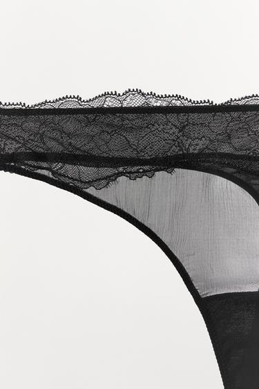 TANGA VISCOSE DENTELLE - Noir de Zara - Image 6