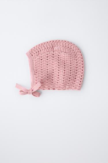 CROCHET KNIT BONNET - Mid-pink by Zara - Image 3