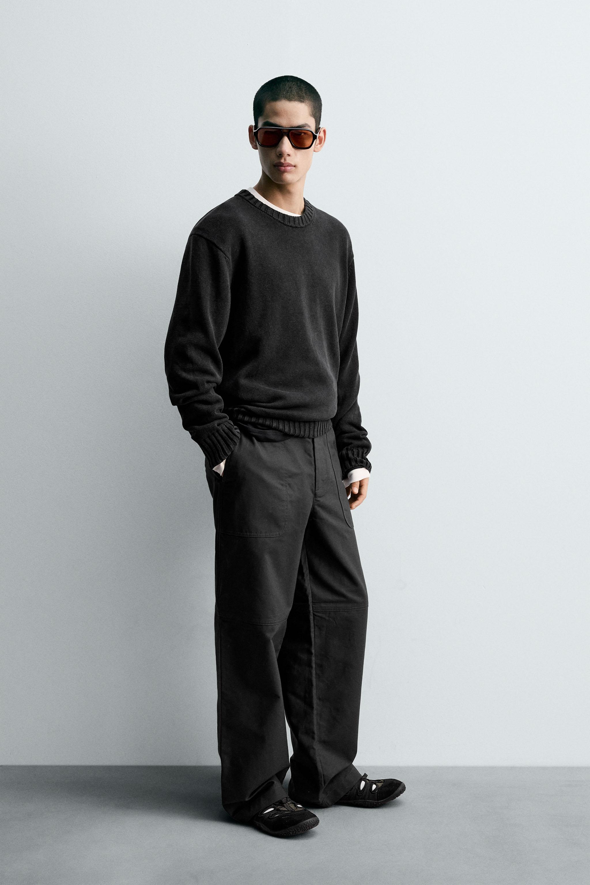ウォッシュドコットンセーター - ブルー/グレー | ZARA Japan / 日本