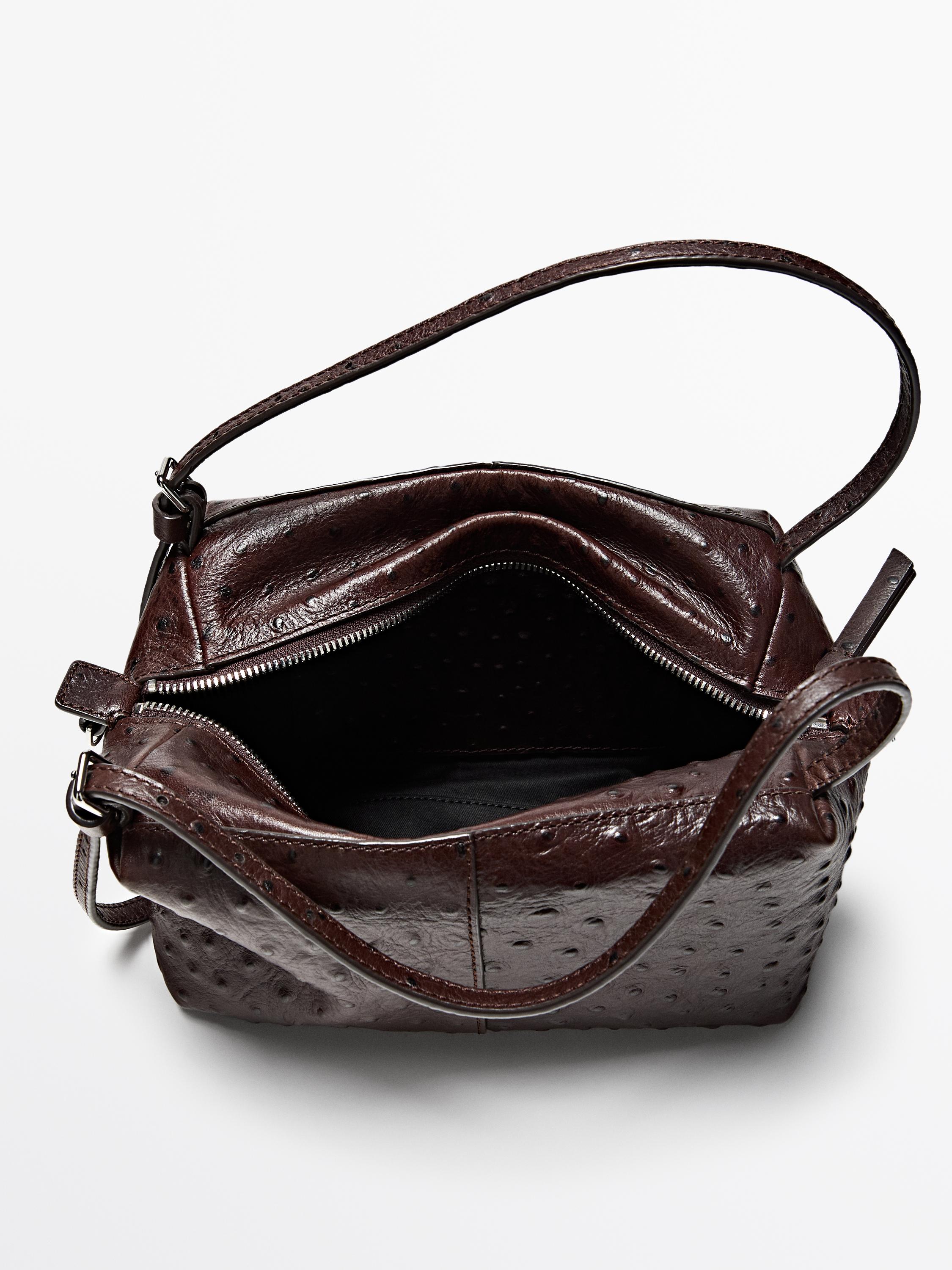 Textured leather mini satchel bag