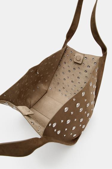 STUDDED CITY BAG - Brown by Zara - Image 7