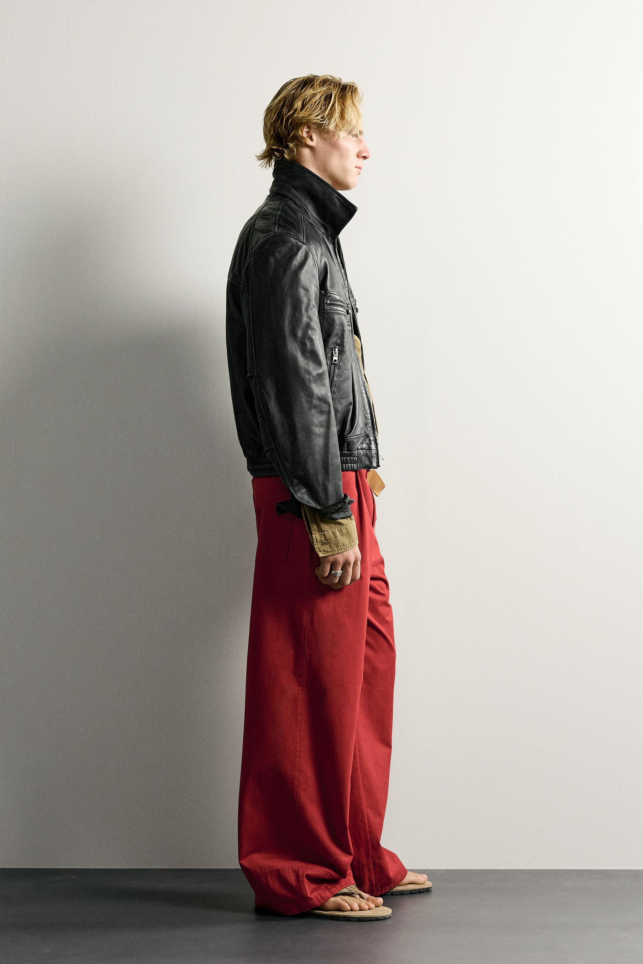 WASHED LEATHER CROPPED FIT JACKET