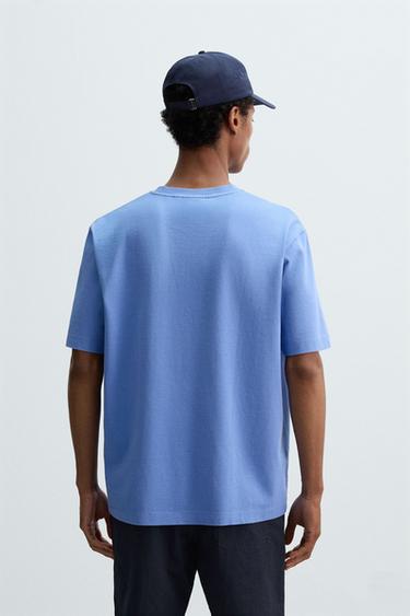 Zara HEAVYWEIGHT SHORT SLEEVE T-SHIRT - Faded blue