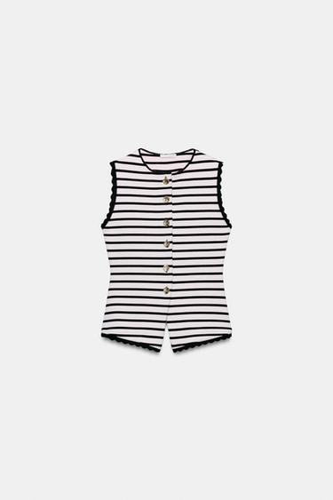 STRIPED WAISTCOAT TOP WITH METAL BUTTONS - Stripes by Zara - Image 6