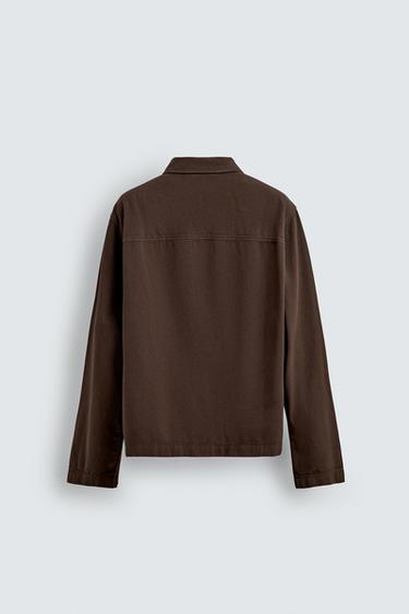 EMBROIDERED TEXTURED OVERSHIRT - Brown by Zara - Image 8