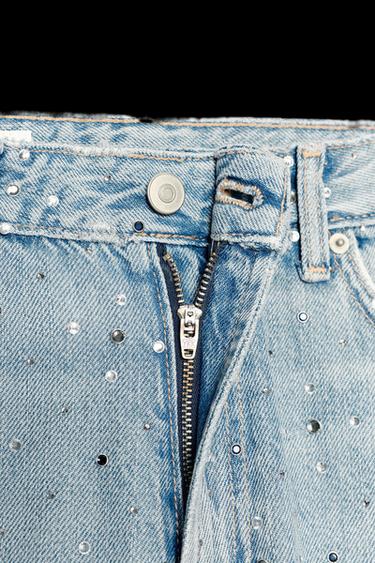 JEANS TRF BAGGY MIT SCHMUCKAPPLIKATION UND STRASS - Marineblau von Zara