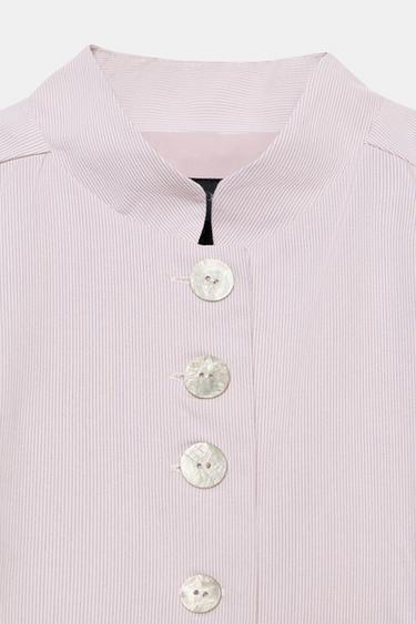 SHORT SLEEVE BUTTON-UP TOP - Pastel pink by Zara - Image 6