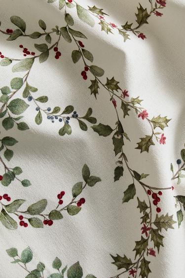 NAPPE COTON FEUILLE HOUX NOËL - Écru de Zara - Image 3