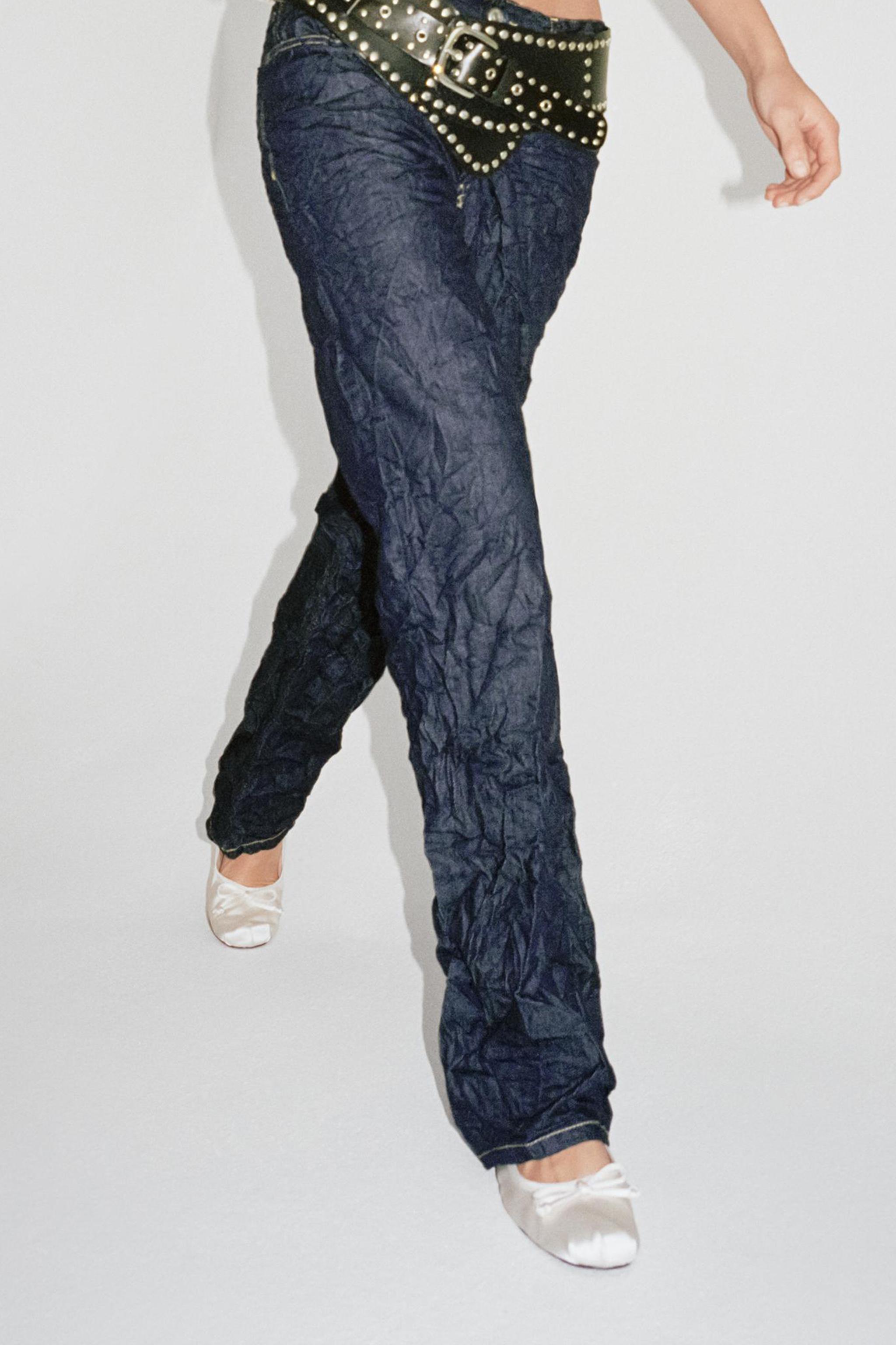 TRF MID WAIST WRINKLE EFFECT JEANS - Navy blue