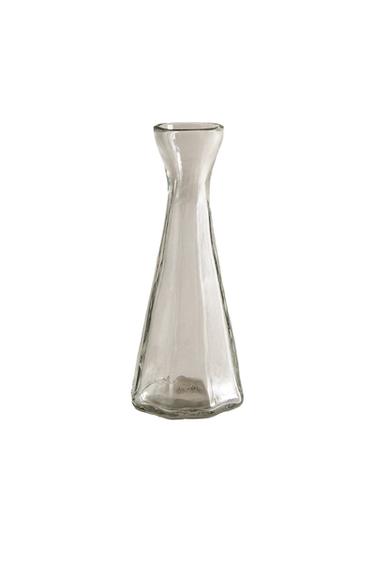 Zara NARROW FACETED GLASS VASE - Greenish