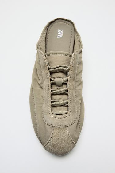 FABRIC SLINGBACK TRAINERS - Khaki Green by Zara