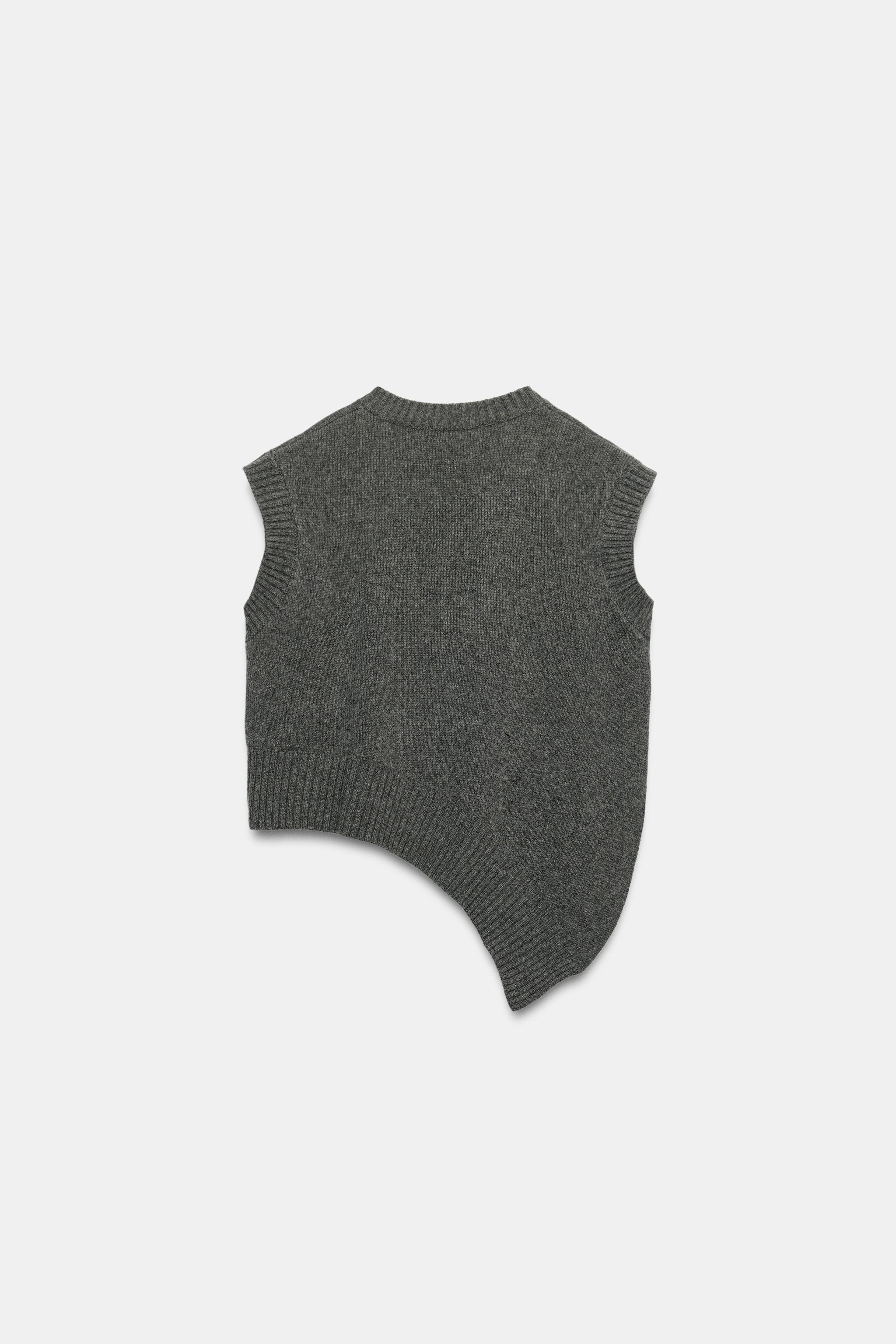 Женские жилеты Zara WOOL ASYMMETRICAL HEM VEST — фото 8