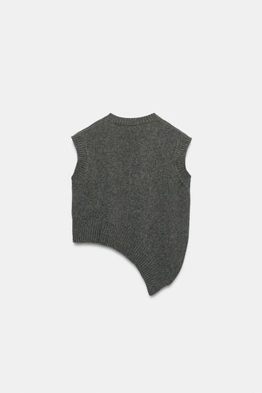 GILET EN LAINE À BAS ASYMÉTRIQUE - Gris de Zara - Image 7
