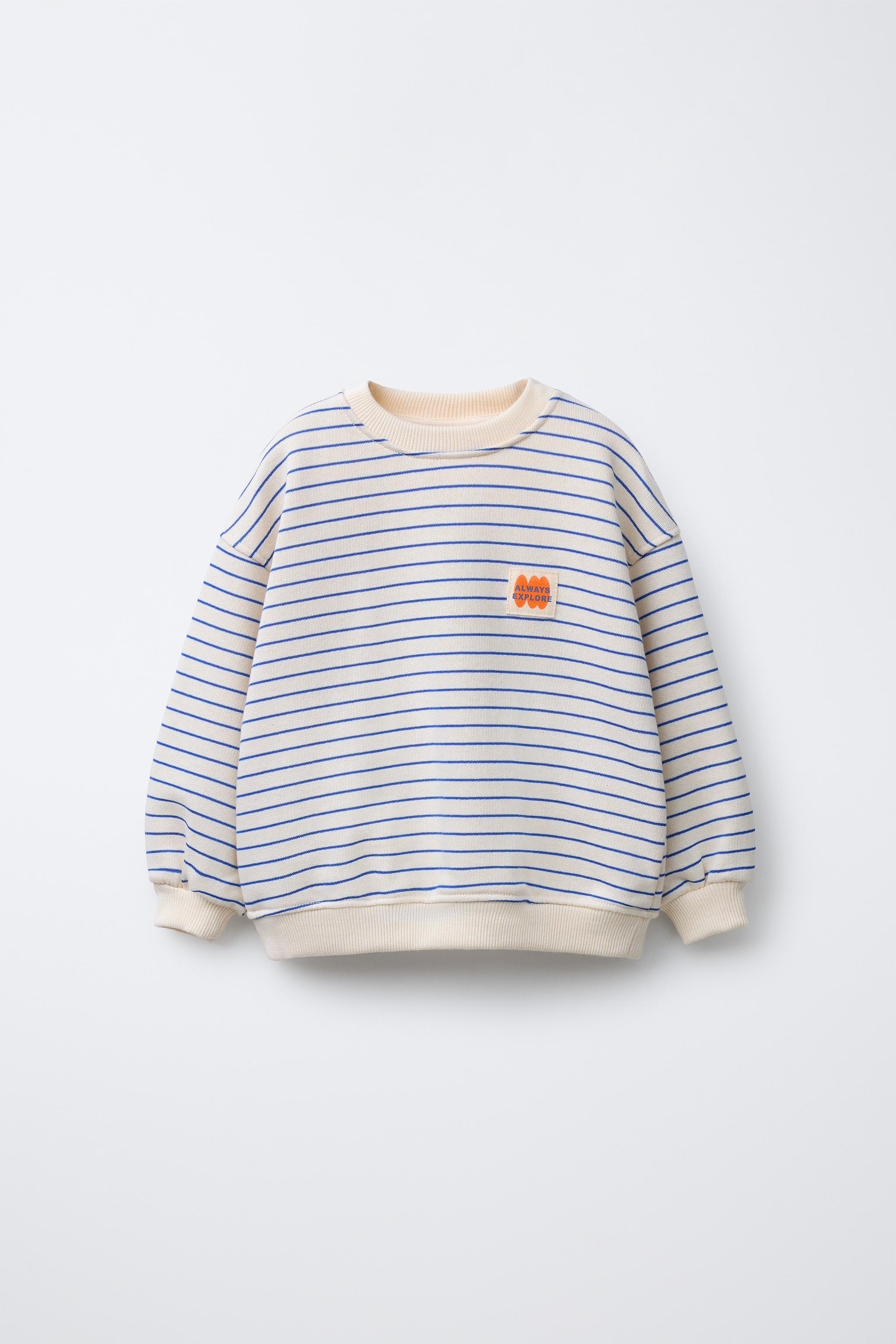 透かし編みストライプ柄ニットTシャツ - オレンジ色 | ZARA
