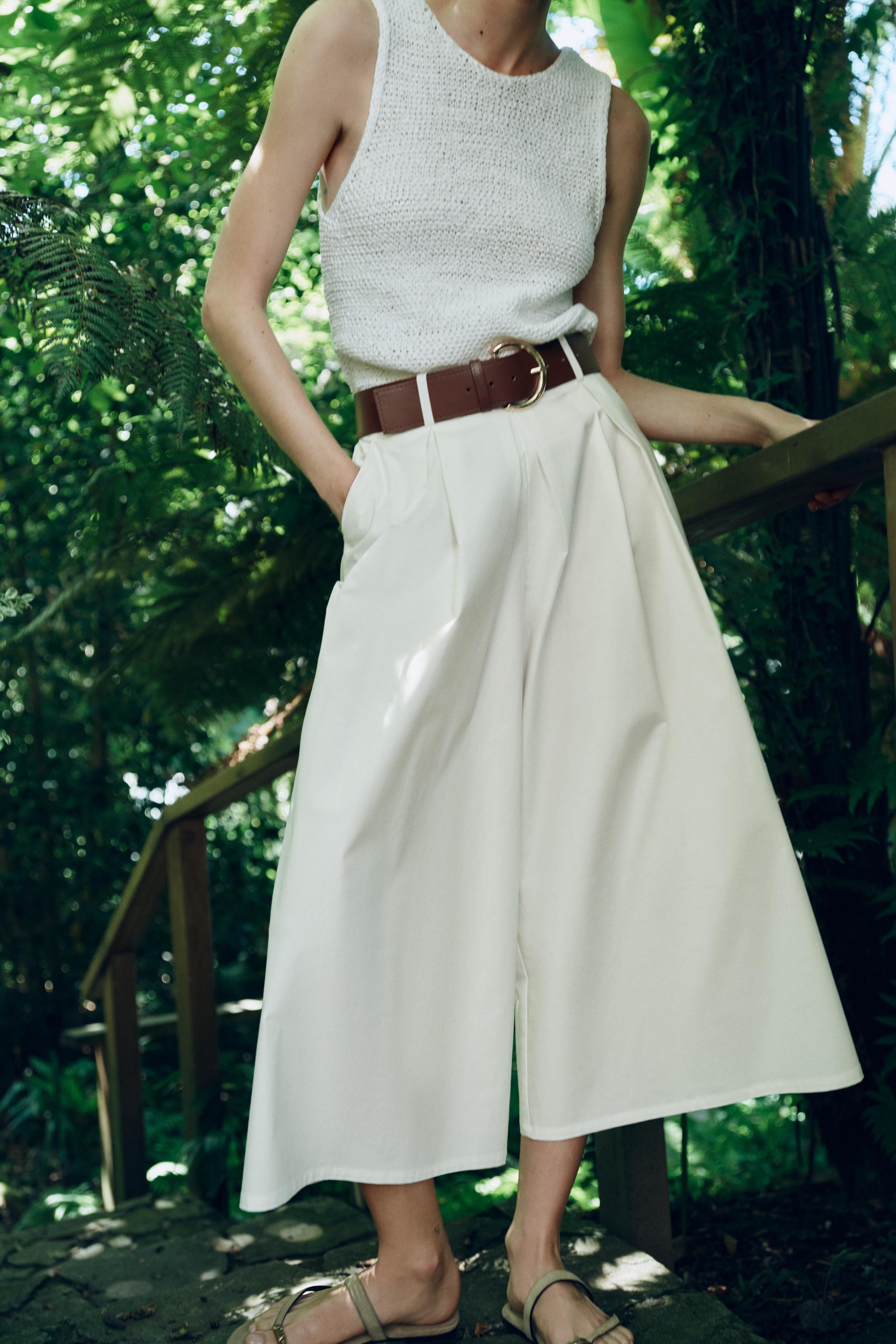 BELTED CULOTTES — White