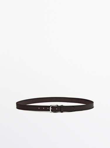 Zara Nappa leather belt with nickel buckle - Brown