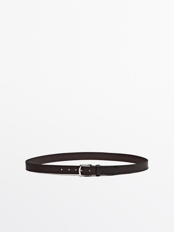 Nappa leather belt with nickel buckle