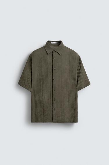 FLOWING TEXTURED SHIRT - Khaki by Zara