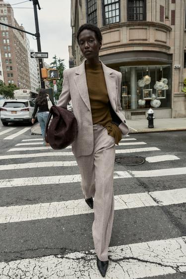 Zara RUSTIC TEXTURED BLAZER - Light sand