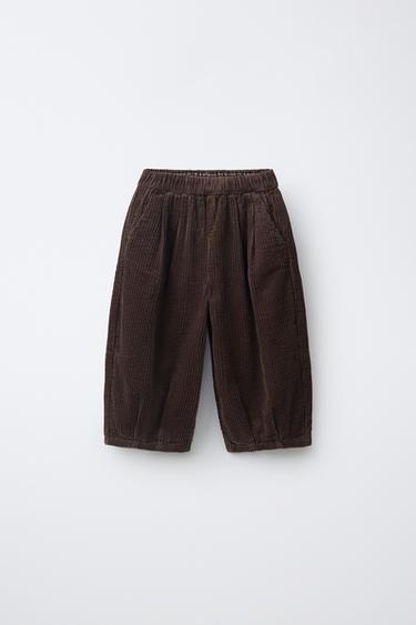 벌룬 코듀로이 팬츠 - Zara 브라운