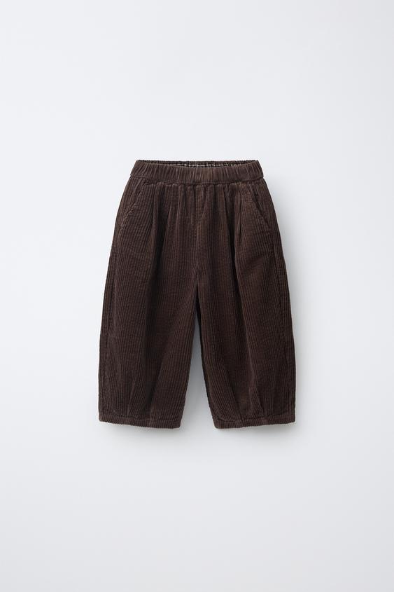 CORDUROY BALLOON TROUSERS - Brown by Zara - Image 0