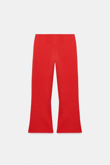 PANTALON ÉVASÉ EN MAILLE - Corail rouge de Zara - Image 1